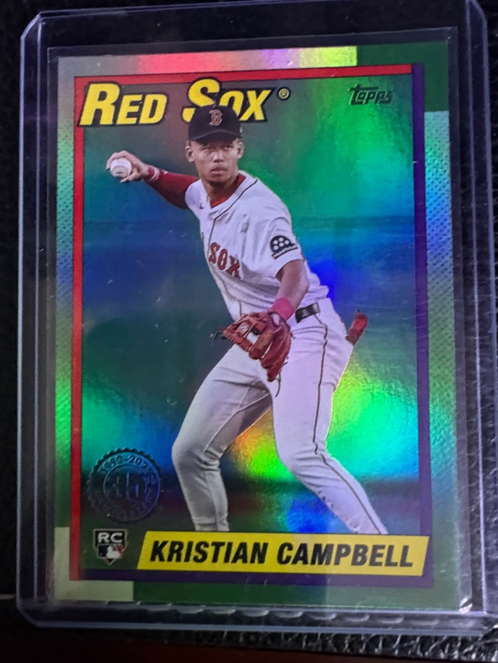 2025 Topps Red Sox Holographic Green-Blue Rainbow Kristian Campbell Rookie Card